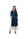Sky Blue VT Casual Wear Embroidery Work Rayon Kurti SL015